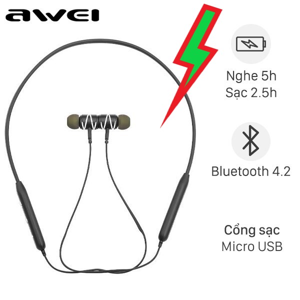 Tai nghe Bluetooth Awei G51BS Đen thể thao