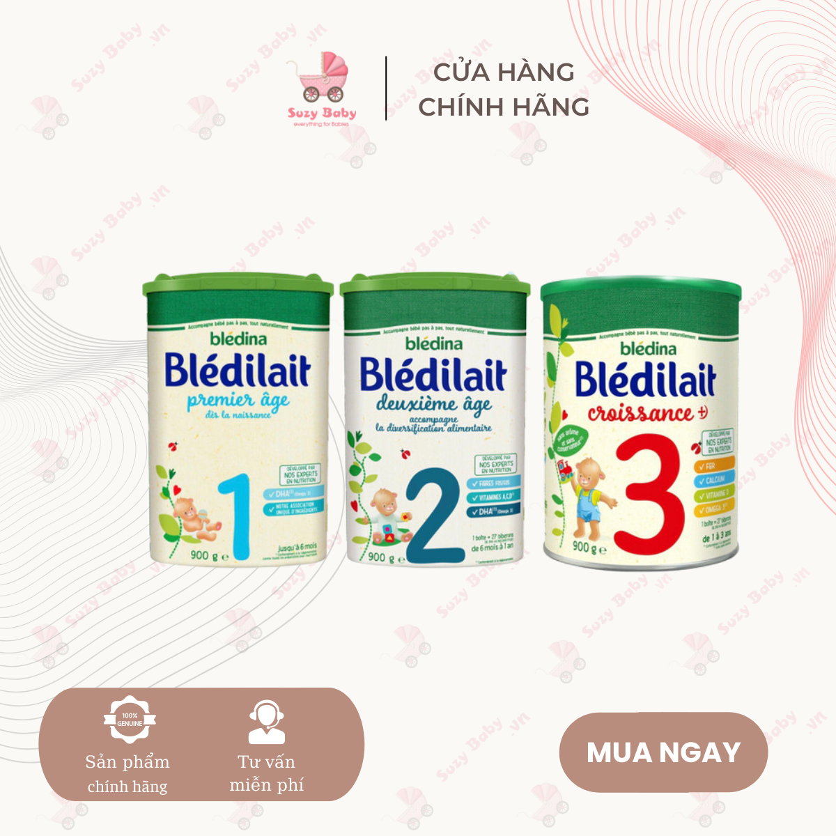Sữa bledina pháp số 1, 2, 3 hộp 900g chính hãng