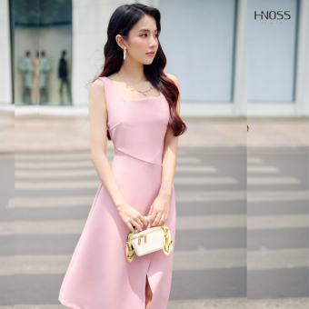 Đầm Lửng Nữ Thời Trang HNOSS Kiểu Rã Xéo Vạt Đắp HNDLU094