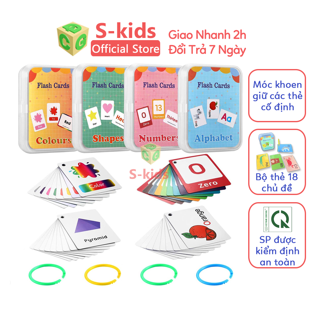 Flashcard Bộ Đồ Chơi Thẻ học tiếng anh thông minh 18 chủ đề S-Kids. Có hộp riêng cho từng chủ đề