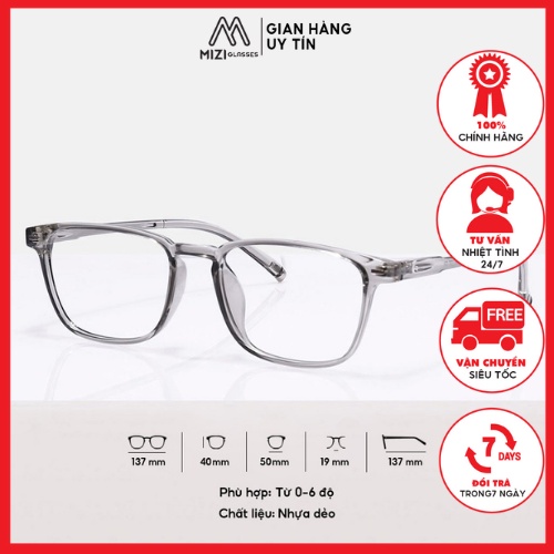 Gọng kính cận vuông nam nữ chất liệu nhựa dẻo phụ kiện thời trang 213 - Kính Cận Thời Trang