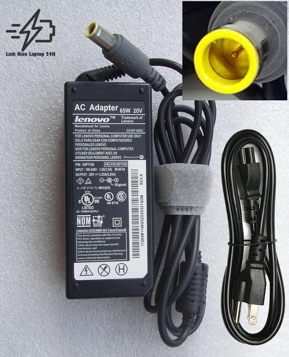 Bộ sạc laptop lenovo ibm thinkpad 20v 3.25a 65w bảo hành 12 tháng