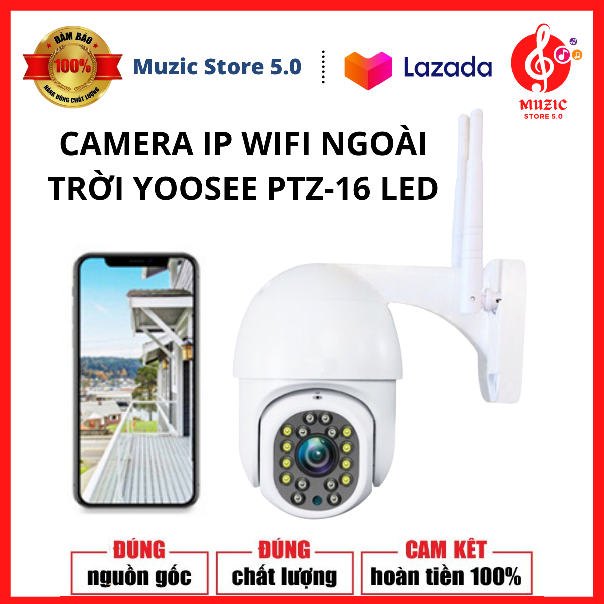 CAMERA IP WIFI NGOÀI TRỜI YOOSEE PTZ-16 LED ( D16A ), CAMERA GIÁM SÁT YOOSEE PTZ 3.0Mpx, CAMERA YOOSEE PTZ 16 LED HD 1080 CÓ MÀU BAN ĐÊM , ĐÀM THOẠI 2 CHIỀU, BÁO ĐỘNG , XOAY 360. HÀNG NHẬP KHẨU CAO CẤP, BẢO HÀNH 12 THÁNG