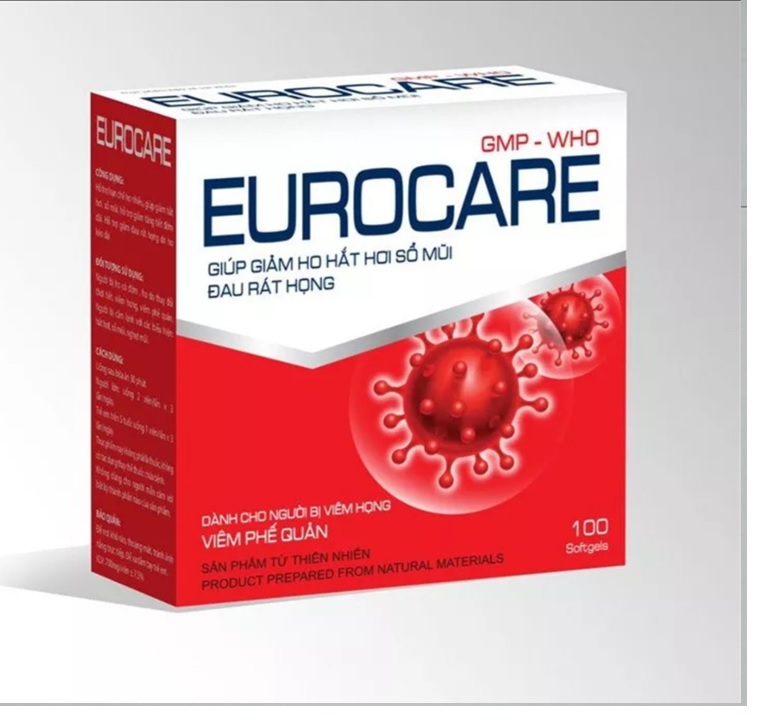 Viên Uống Hỗ Trợ Giảm Viêm Phế Quản Eurocare Giúp Giảm Ho, Hắt Hơi, Sổ Mũi, Đau Rát Họng,Hỗ trợ tiêu đờm,tăng cường sức đề kháng, nâng cao hệ miễn dịch- hộp 100 viên