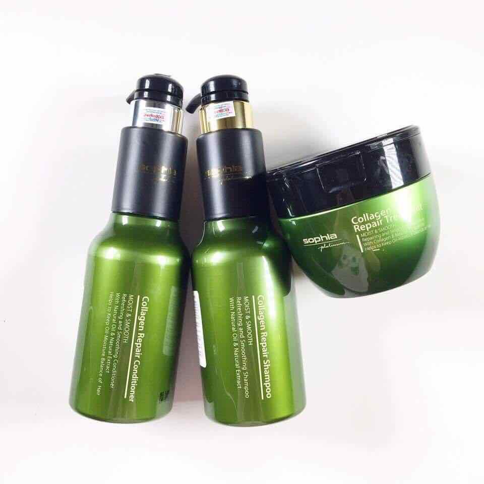Dầu gội + Dầu xả, Hấp dầu nuôi dưỡng tóc Sophia Collagen Platium 500ml