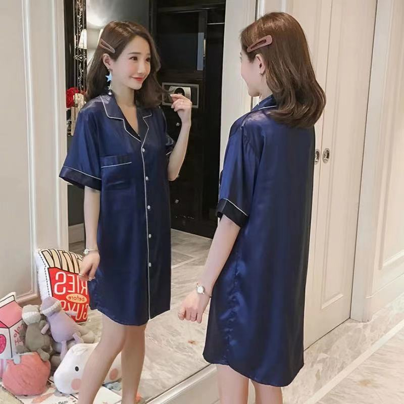 PM✿ Silk Dress Women's Lingerie Plain Sleepwear Satin Nightdress Pajama  NightWear