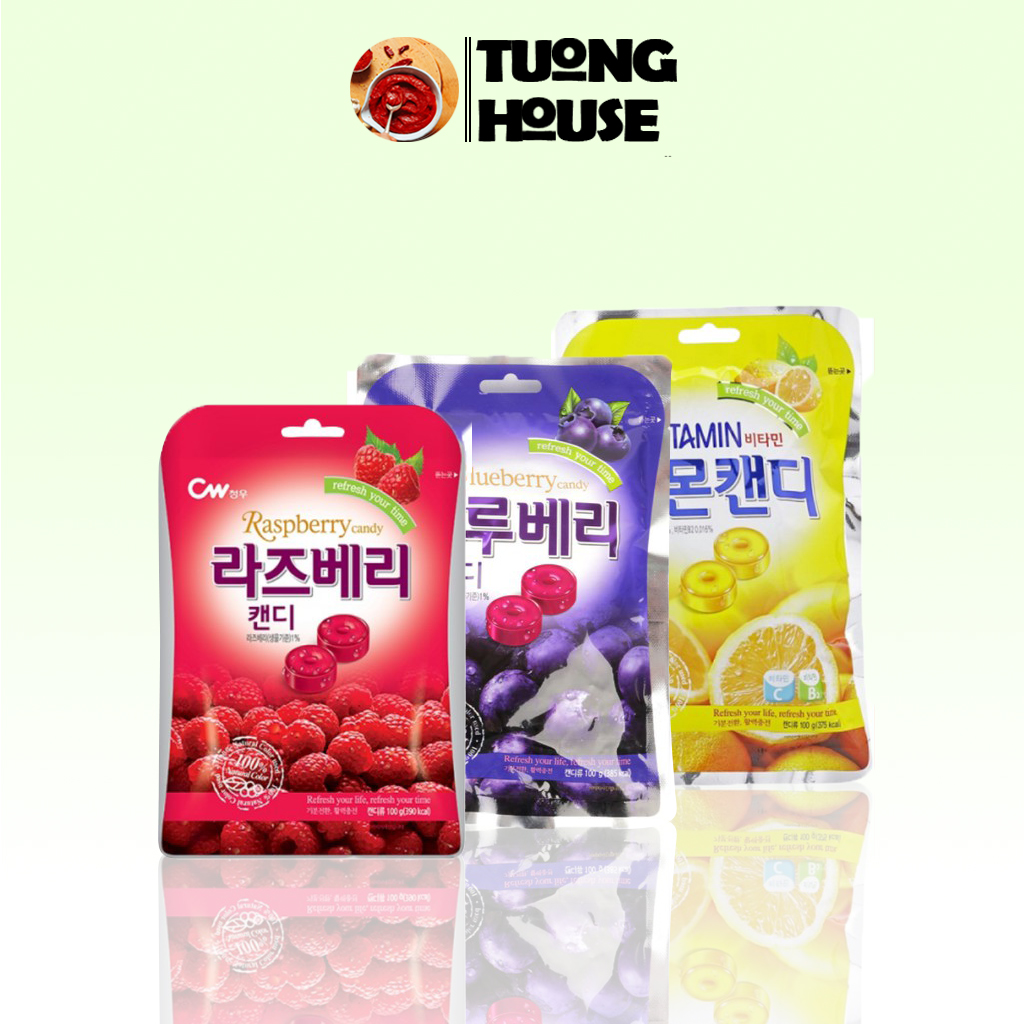 Kẹo cứng trái cây hàn quốc vị mâm xôi 100g/gói