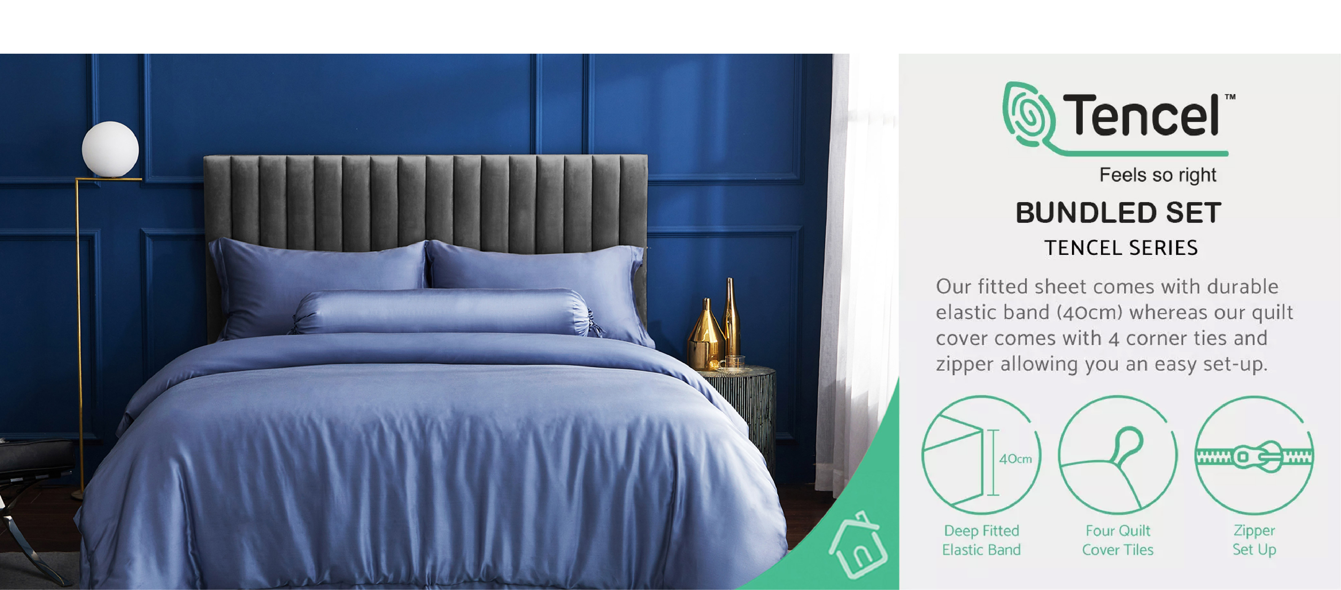 Palais Suite TENCEL™ LF Pervenche Blue Bundle Bed Set · v2