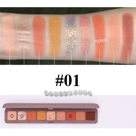 Bảng mắt Novo Smooth Texture Soft Eye Shadow hộp dài 9 ô màu NST3