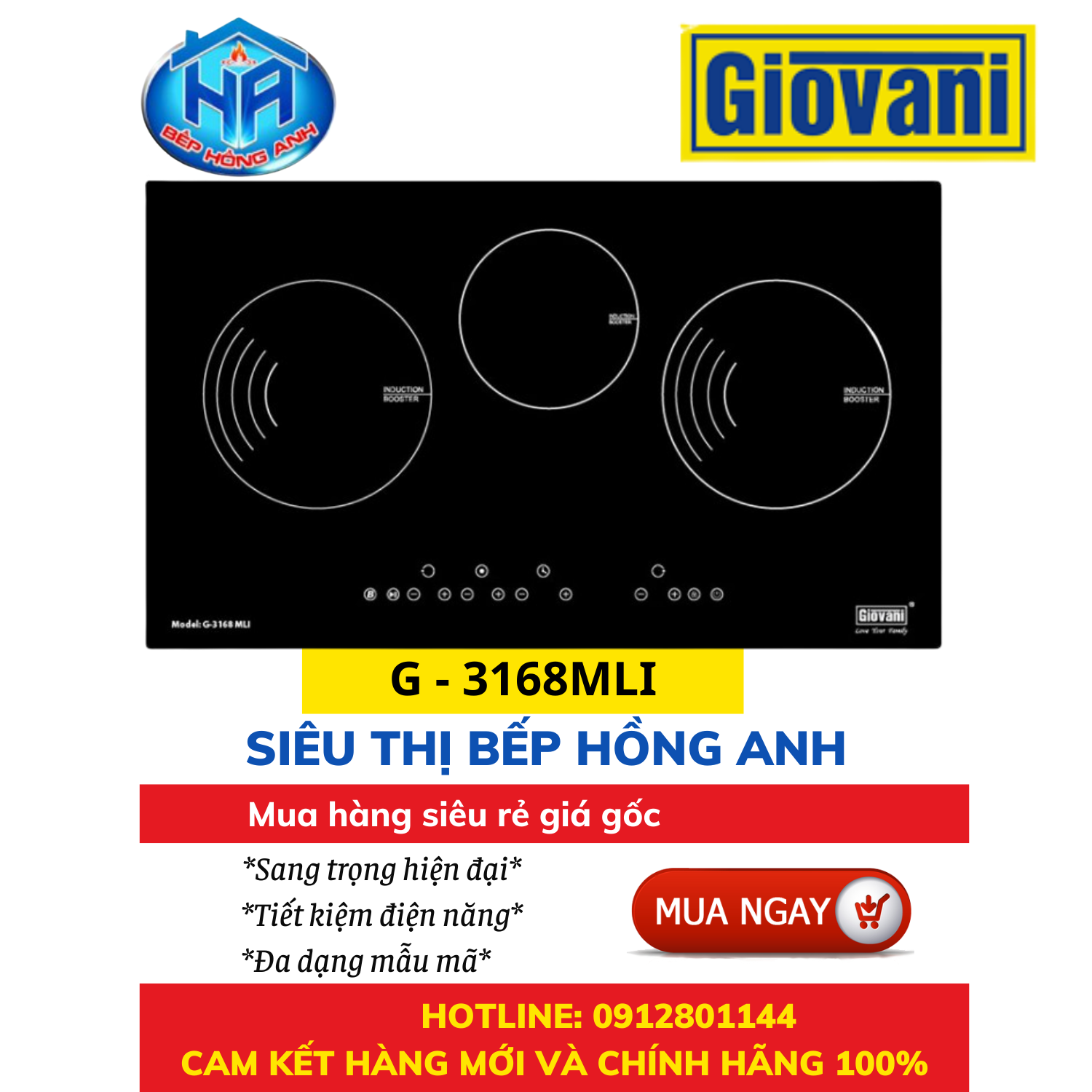 Bếp Từ Giovani G - 3168 MLI - Sang Trọng Hiện Đại - Hàng Chính Hãng