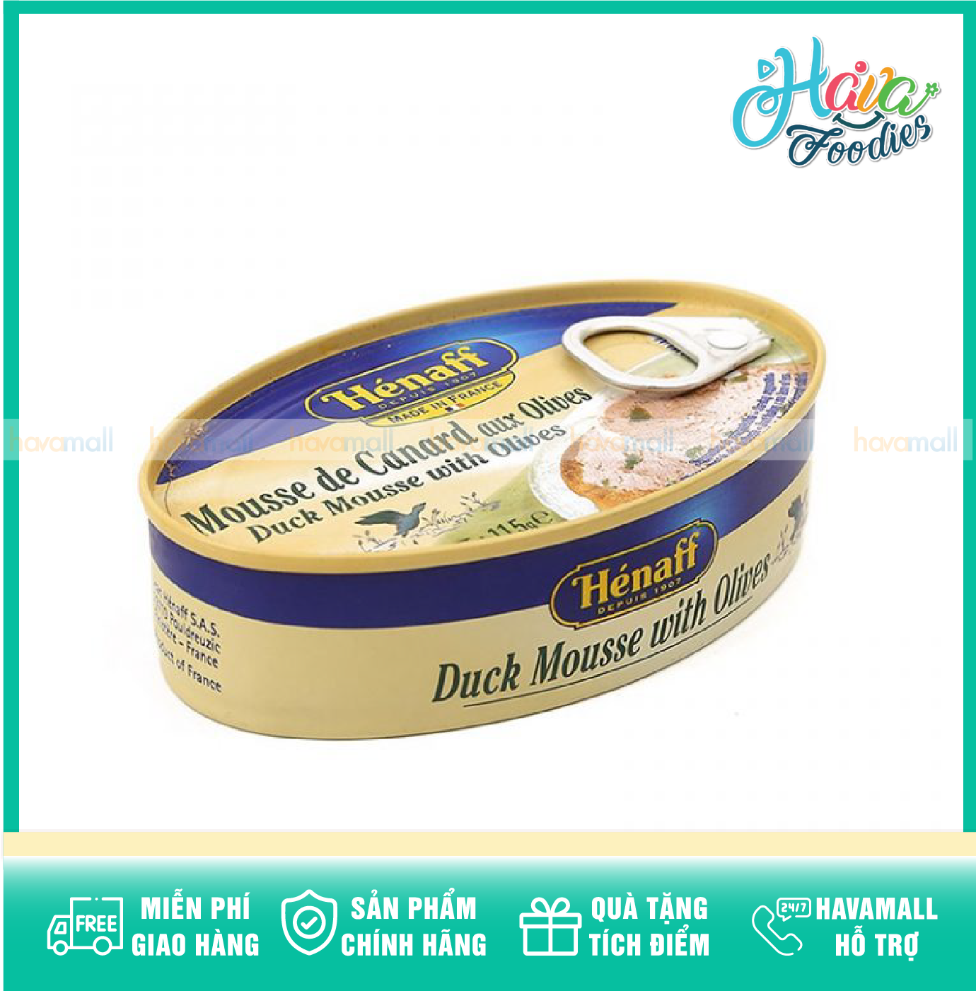 Pate gan vịt hénaff 115gr – duck liver mousse pate