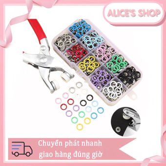 Bộ kìm bấm khuy áo kèm hộp 100 chi tiết cúc áo,Kìm bâm cúc đa năng, kềm bấm khuy cúc quần áo tiện lợi