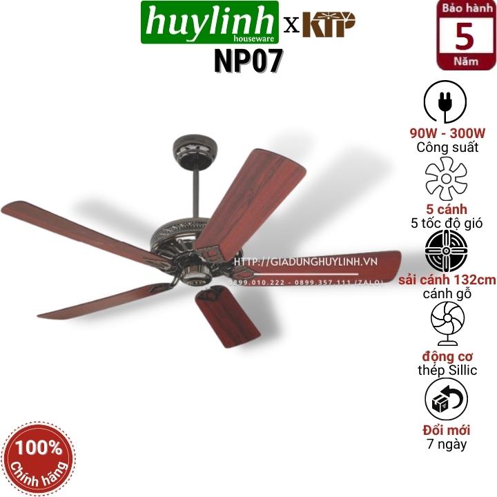Quạt trần 5 cánh gỗ kim thuận phong ktp np07