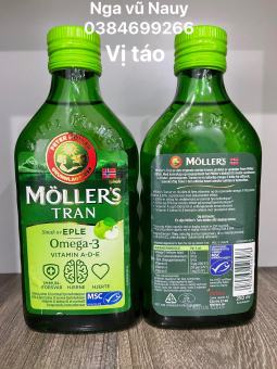 Dầu gan cá tuyết Omega 3 MOLLERS Pharma Tran Fruktsmak nội địa Na Uy- Hương TÁO  - 250ml