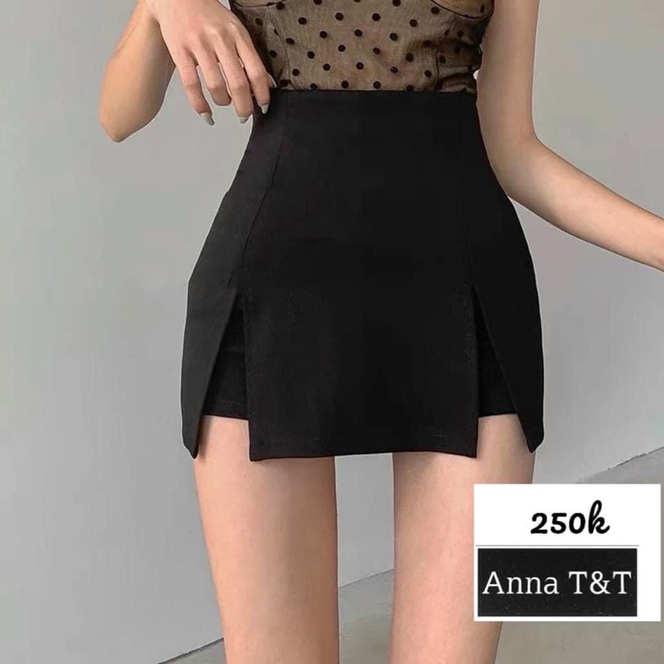 Quần short nữ lưng cao giả váy xẻ 2 bên siêu tôn dáng