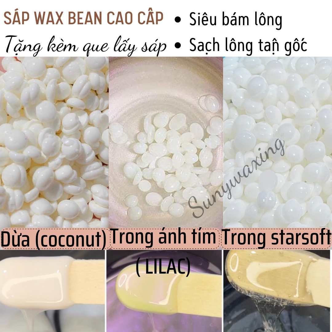 Sáp wax lông nách, sáp wax nóng, hard wax bean, sáp dừa wax lông, wat lông chân tay 100g,