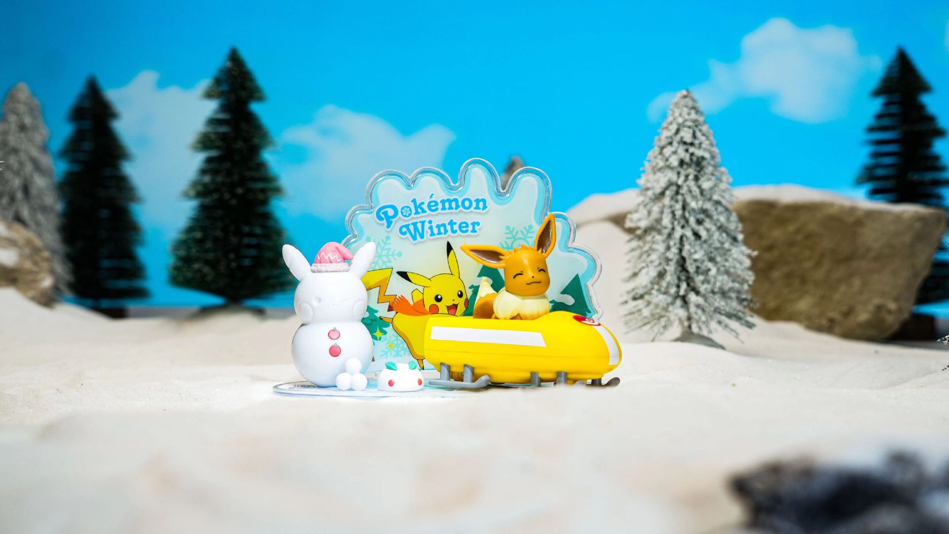 Pokemon 3D Scene Series Winter Eevee Sleigh Diorama