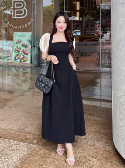 RẬP - Đầm Cổ Vuông Tay Voan Thun Tùng Xòe - YACHT 06