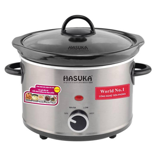 Nồi Nấu Chậm, Nồi Hầm, Kho Cá, Nấu Cháo HASUKA HSK-118 - 2,5 Lít - Hàng Chính Hãng (Màu ngẫu nhiên)