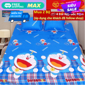 bộ ga chun 1m8x2m + 2 áo gối 45cmx65cm.