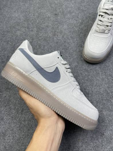 Giày Nike Air Force 1 Low Da Lộn Xám nam nữ, kèm hộp giày bảo vệ, giấy gói, bill