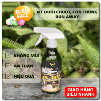 Xịt đuổi chuột Run Away - Không mùi, an toàn - Xua đuổi chuột, gián, côn trùng, tiện lợi, Chai xịt đuổi chuột Run away tặng kèm vòi xịt , Xịt đuổi chuột Run Away -Thuốc xịt Không mùi, an toàn - Xua đuổi chuột, gián, côn trùng