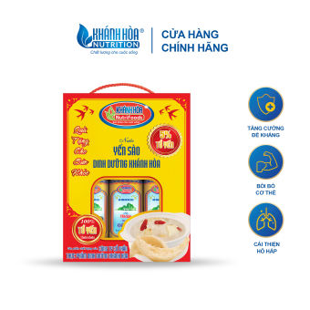 Hộp Quà Lon Đứng Nước Yến 5% - Khánh Hòa Nutrition - Hộp 6 Lọ x 190 ML