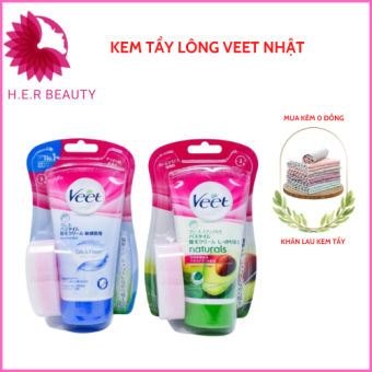 Kem Tẩy Lông Veet Hàng Nhật Nội Địa Tẩy Lông Vùng Kín Bikini, Nách, Lông Chân Tay Mặt Da Nhạy Cảm Wax Lông Cho Nam và Nữ