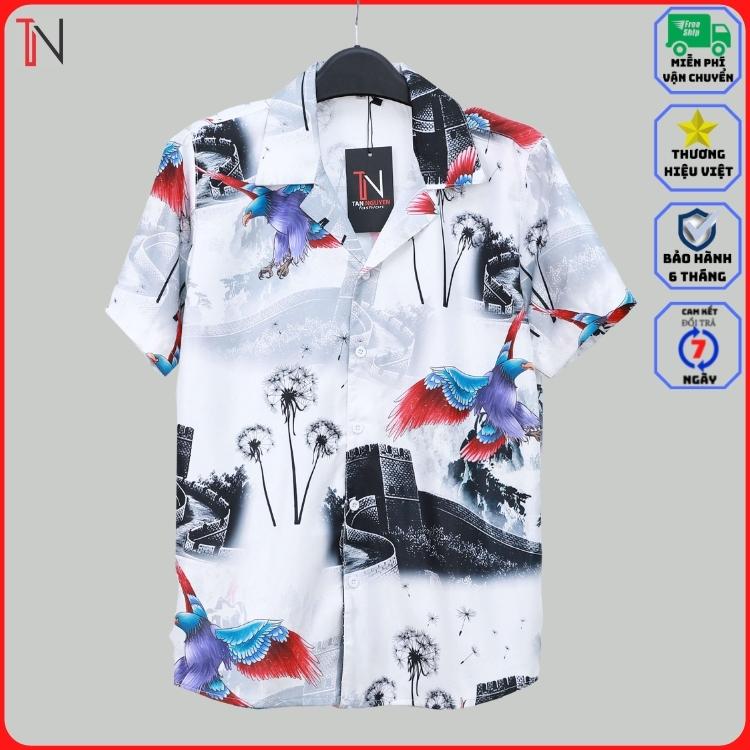 Áo Sơ Mi Tay Ngắn Họa Tiết 3D Hàn Quốc Đẹp Nhất-NTN5- Chất Liệu Lụa Twill Mềm Mại , Mịn Màng , Chống Nhăn, Siêu Mát , thấm hút mồ hôi nhanh-🔸TANNGUYEN🔸