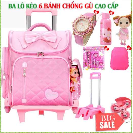 Balo chống gù nhật bản Balo Kéo 6 Bánh Học Sinh Balo kéo cho học sinh Balo 6 bánh chống gù lưng học sinh Golove. Chất Liệu Vải Canvsa Độ Bền CaoChống Bám Bụi Chống Thấm Nước Ẩm Ướt Dễ Thương. Bảo Hành