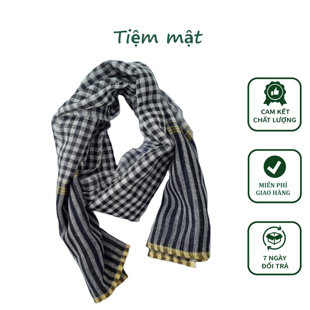 Khăn rằn nam bộ - có may bìa , vải mỏng, dệt bằng chất liệu poly mềm mại có thể làm khăn giữ ấm khăn mặt tiện dụng