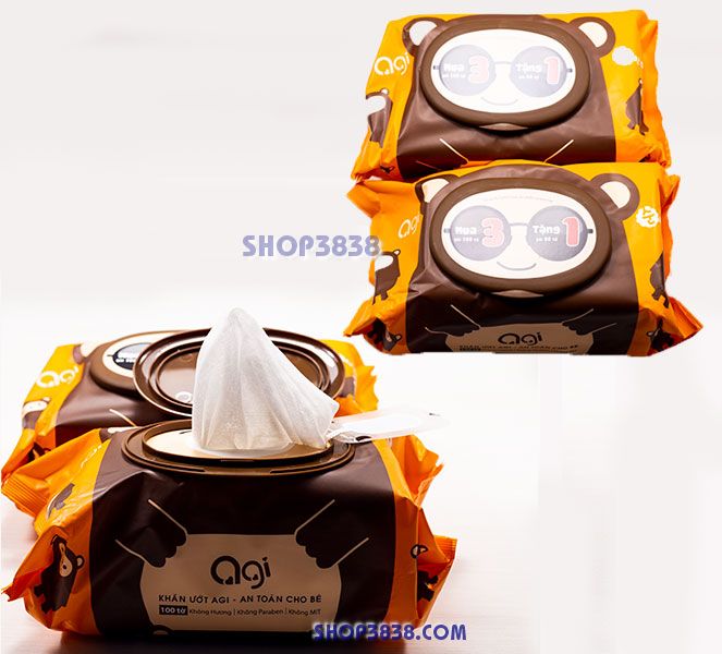 Combo 2 bịch 200 tờ khăn giấy ướt agi mềm mịn không mùi tự nhiên