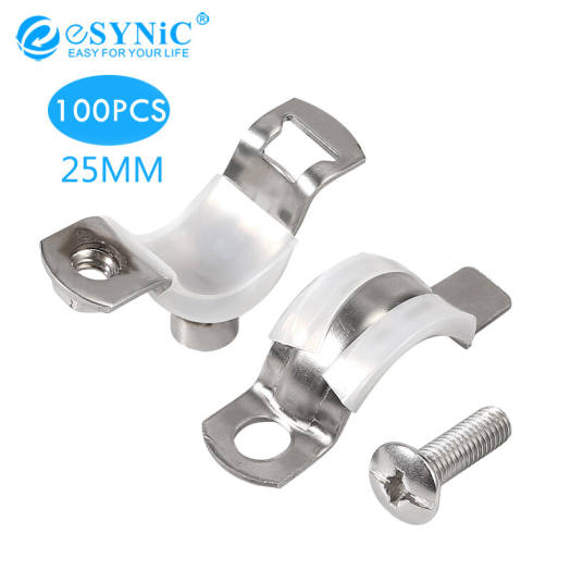 ESYNIC 100 Cái Kẹp Ống 20 MM/25MM Kẹp Ống Sắt Vít Có Khớp Nối Kẹp Ống Hình Chữ U Kẹp Yên Ống Kẹp Ống Ống Nước Cố Định Tường