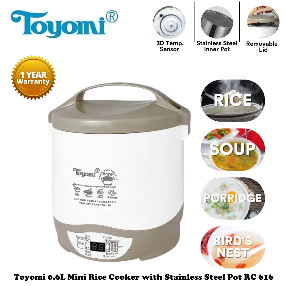 Toyomi 0.8L Electric Rice Cooker & Warmer with Stainless Steel