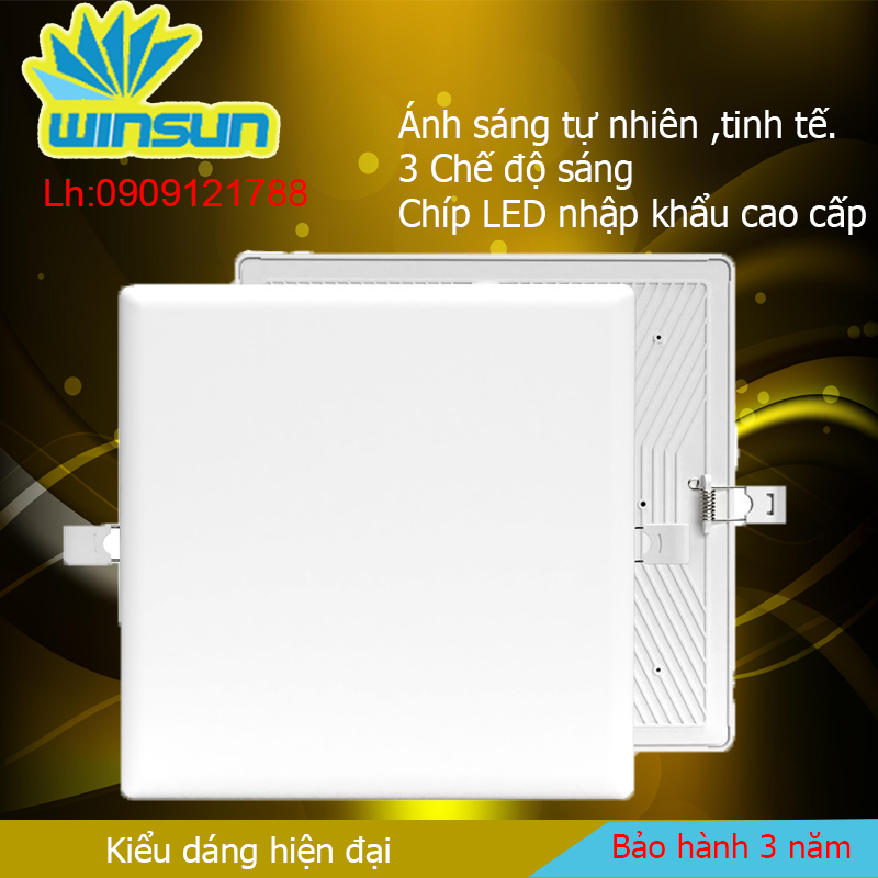 Đèn ốp trần không viền vuông 3 chế độ màu mb034 12w 24w 36w winsun