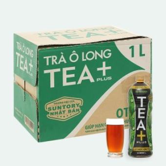 Thùng 12 chai trà ô long Tea Plus + 1 lít / Lốc 6 chai trà ô long Tea Plus + 1 lít