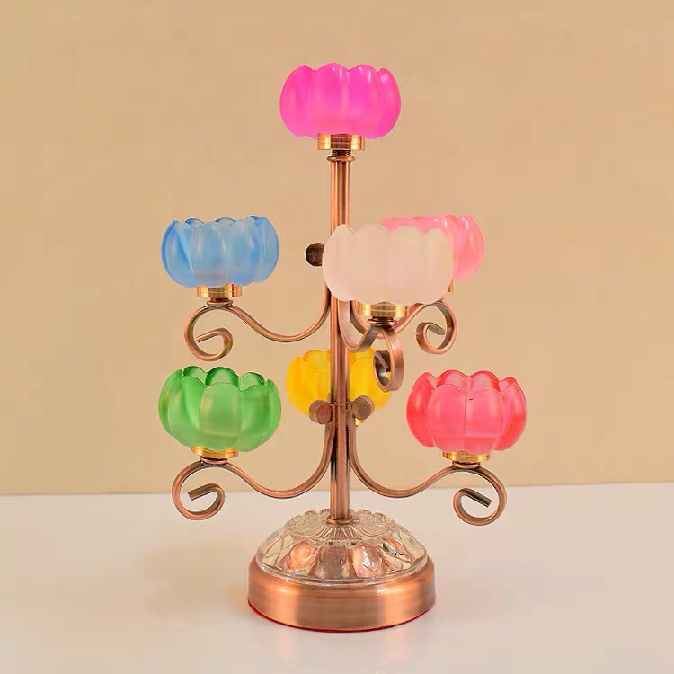 Chân đèn 7 ngọn bông búp lưu ly , giá để nến thờ cúng - Văn Phòng phẩm Nhơn Phát