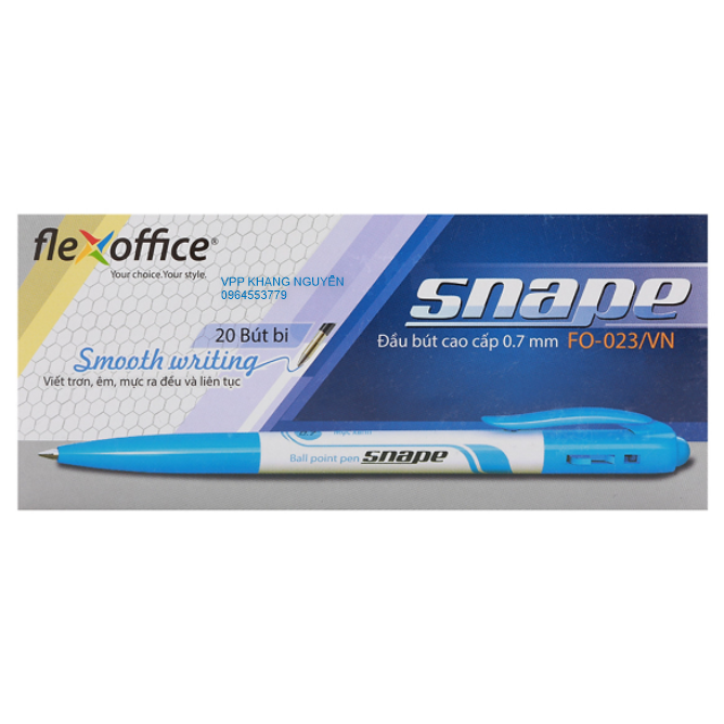 [HCM]Bút Bi Flexoffice FO-023/VN Màu Xanh (Ngòi 0.7mm; Hộp 20 Bút)