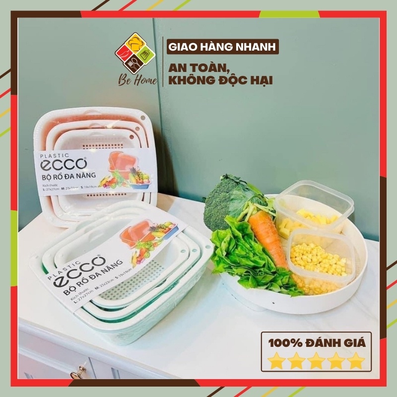 Bộ 3 rổ + 3 thau đa năng ecco bộ 3 rổ + thau đa năng ecco bộ rổ nhựa kèm thau ecco 3 món bộ rổ nhựa kèm thau ecco 3 món cao cấp