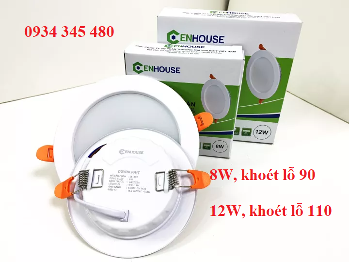 Bộ 10 đèn led âm trần Cenhouse 12W 8W 18W ánh sáng trắng, đèn downlight 12W 8W, đèn mắt trâu, đèn âm