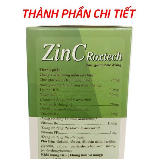 Viên uống ZinC Roxtech bổ sung kẽm giúp cơ thể tăng sức đề kháng - Hộp ...