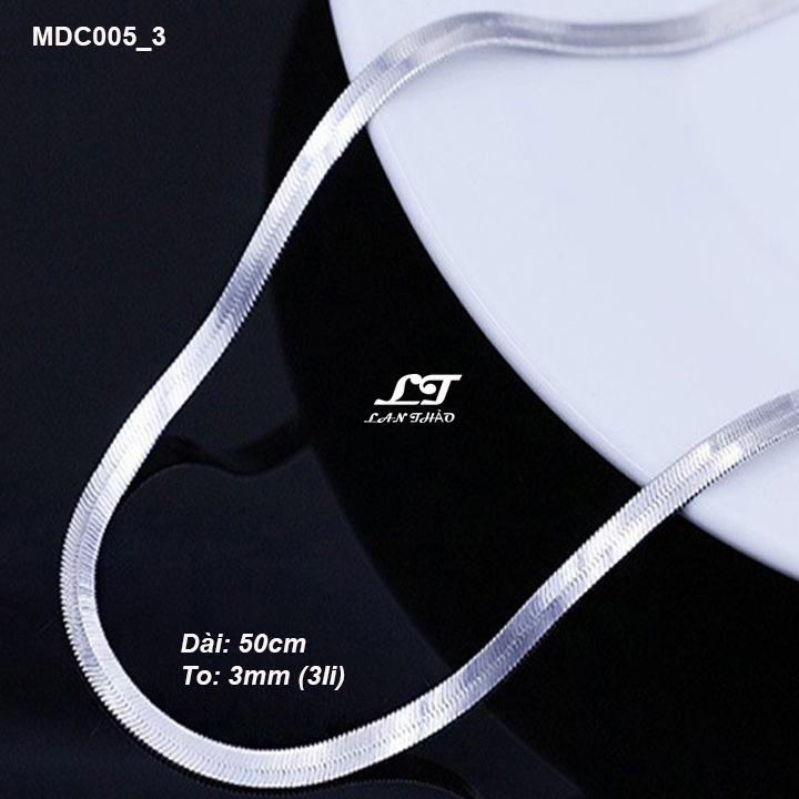 Dây chuyền nam kiểu dẹp 3li MDC005-3 Không đen không gỉ sét