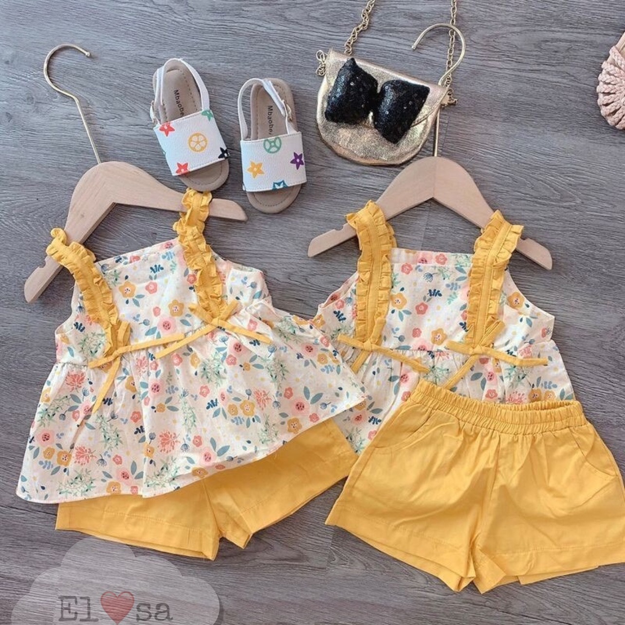 Quần áo bé gái 🌈 🌈 bộ thô hoa nhí 2 màu 🌈 🌈