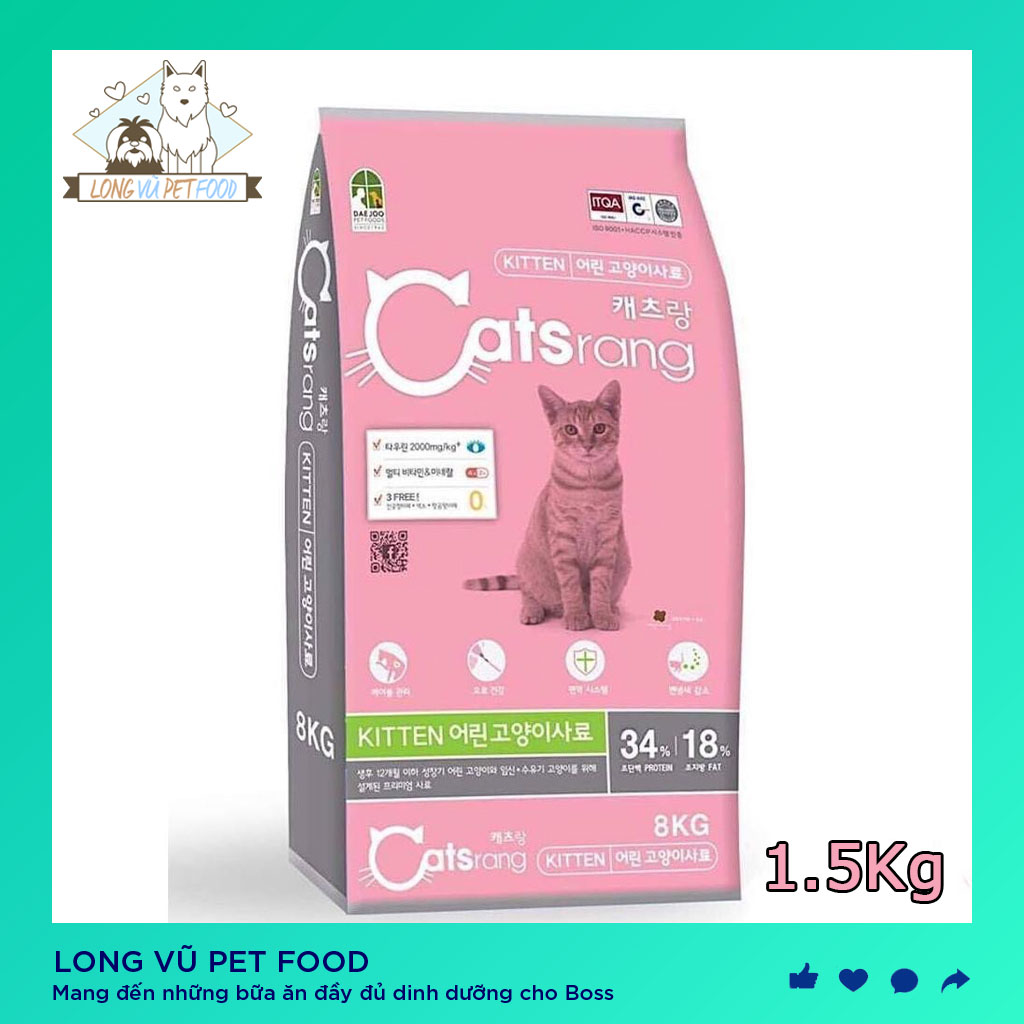 Thức ăn cho mèo con Catsrang Kitten 1.5kg Nhập Khẩu Hàn Quốc, catrang, hạt catsrang, hạt cho mèo