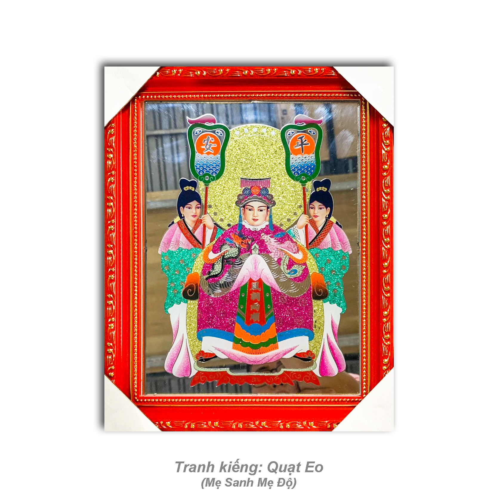 Tranh kiếng mẹ sanh mẹ độ - độ mệnh - khung gỗ