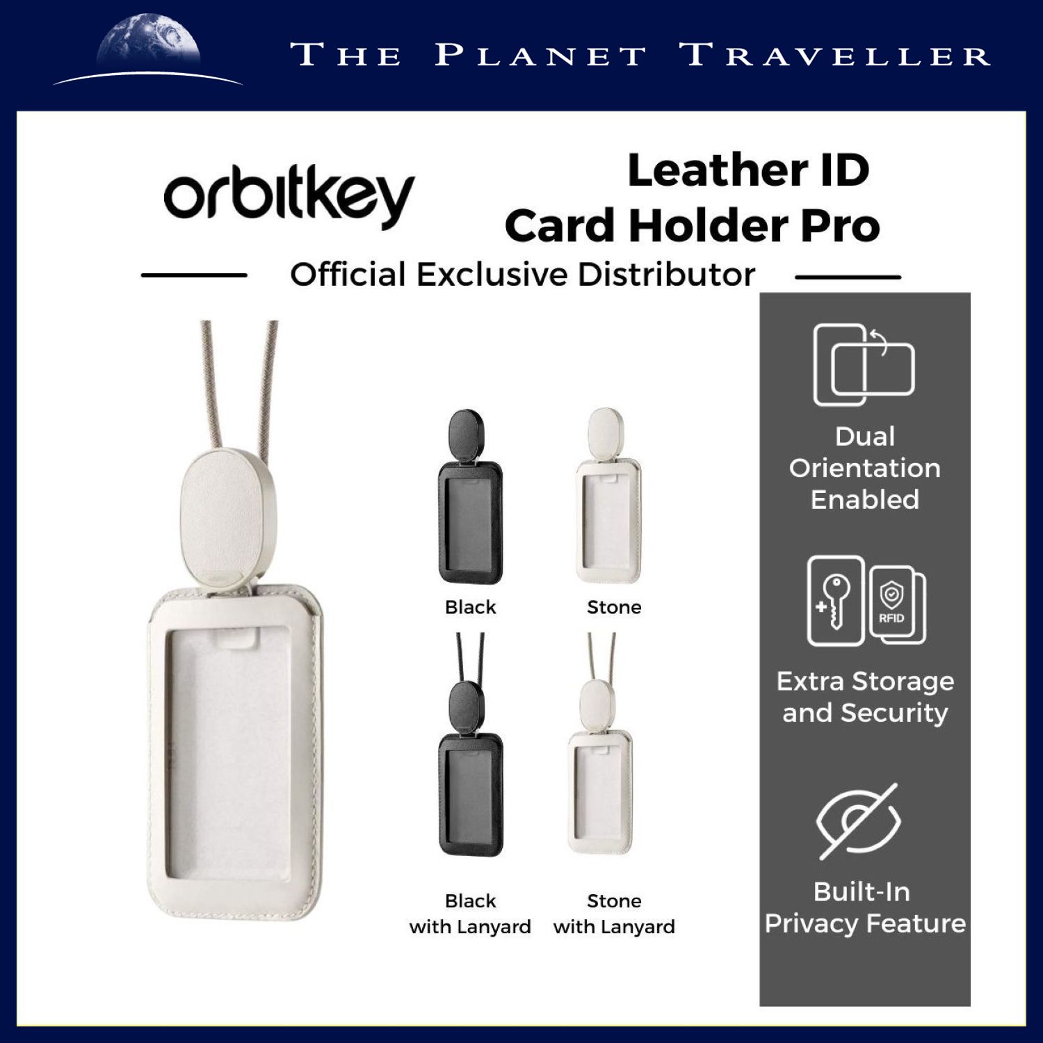 Orbitkey ID Card Holder Pro with Lanyard Black