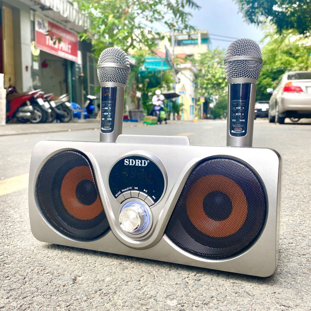 Top Loa Karaoke Bán Chạy 2022, Loa Karaoke Bluetooth SDRD SD312 Tặng Kèm 2 Mic Không Dây - Loa Mắt Cú Màn Hình LCD Sạc Pin Trên Loa, Chỉnh EQ, Echo, Vol Trên Thân Micro - Bảo hành uy tín 1 Năm