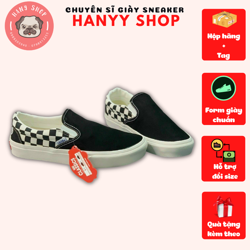 Giày thể thao nữ unisex vans lười slip on caro Giày vans sneaker lười phối caro cực chất Hanyy Shop VAN16