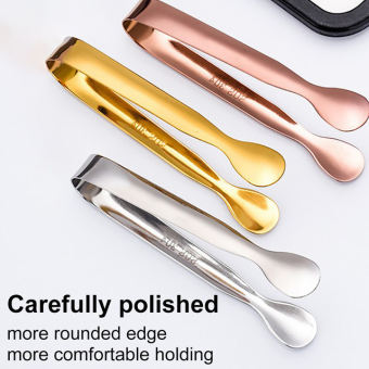 Stainless Steel Ice Tong Small Cubic Sugar Pastry Tong Silver Gold Mini Coffee Bar Serving Clip