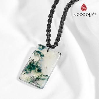 Mặt Dây Chuyền Băng Ngọc Thủy Tảo Vuông - Ngọc Quý